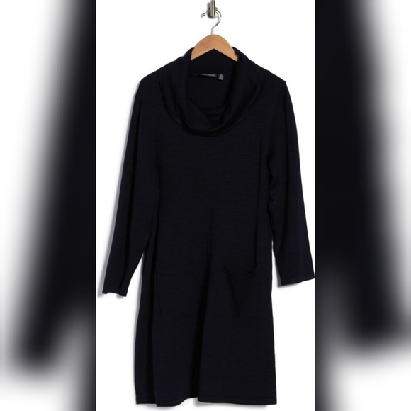 Nina Leonard Cowl Neck Dress w/ Front Pockets - Picture 3 of 4